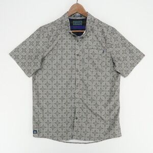 William Murray Shirt‎ Mens Large Gray Geometric Print Button Up Golf Performance